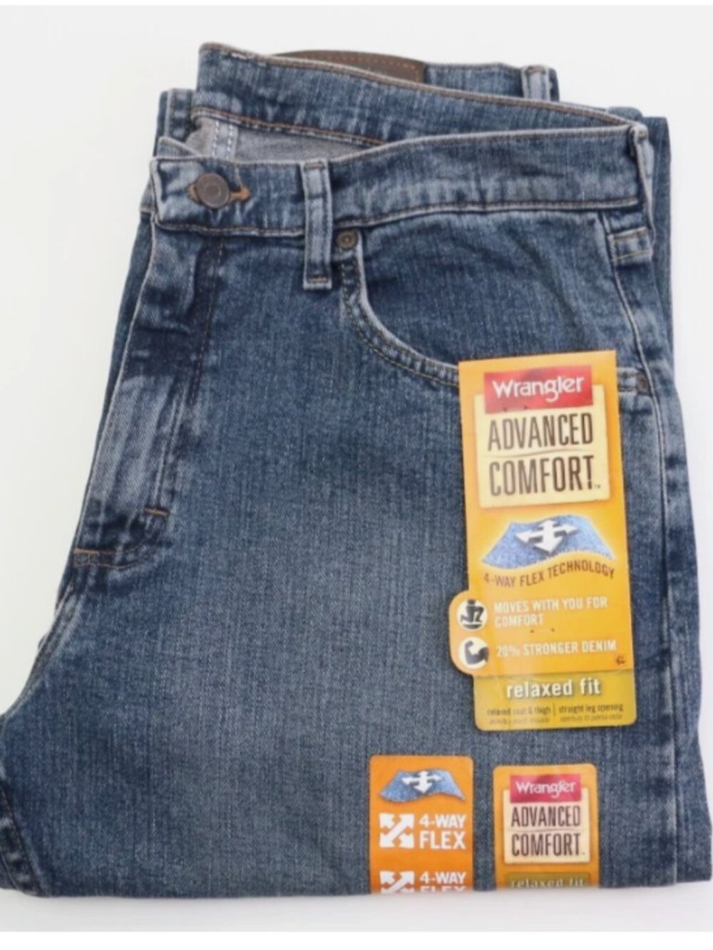 Wrangler Premium Advanced W33 L30 Comfort Relaxed Fit Straight Men's Jeans Blue